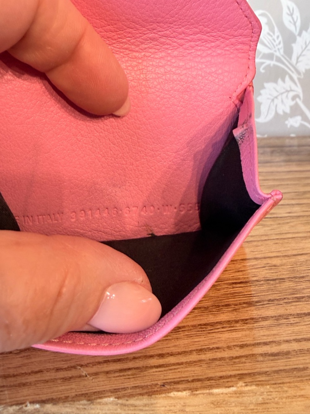 Balenciaga Micro Wallet Smooth Pink Leather Trifold w Coin Pocket Card Slots EUC - Picture 10 of 17
